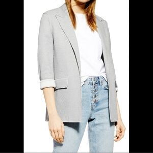 TOPSHOP Raw Edge Double Knit Blazer in Gray Size 4